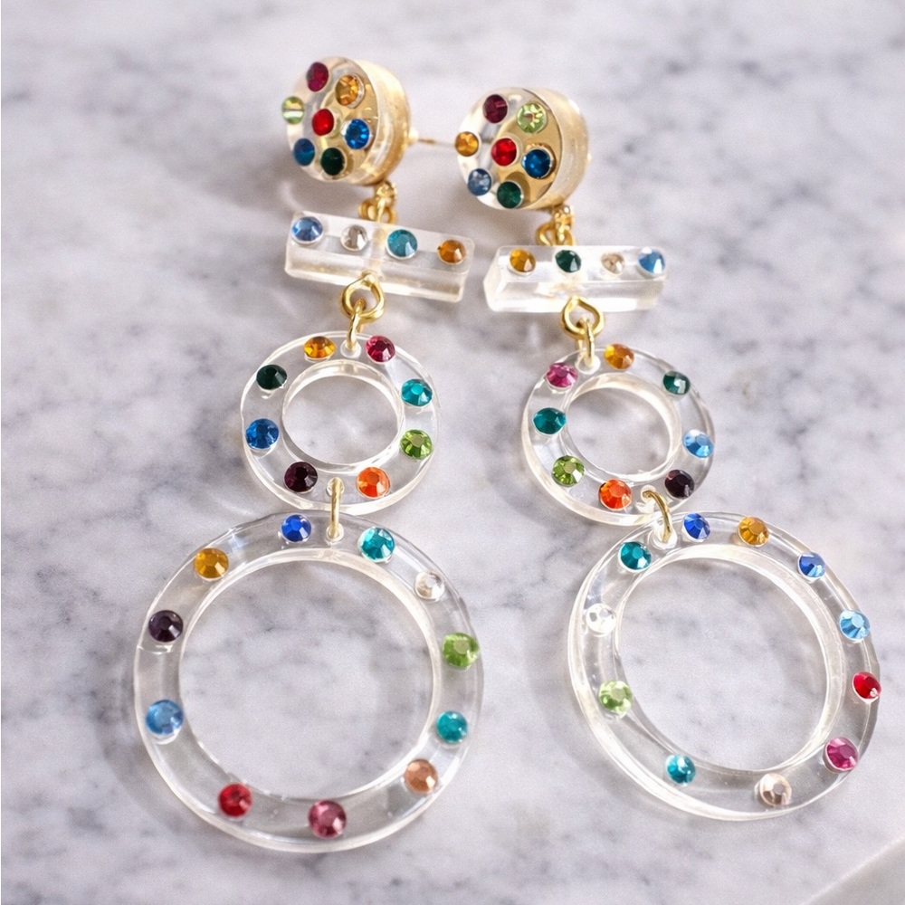 Colorful Crystal Circle Drop Earrings